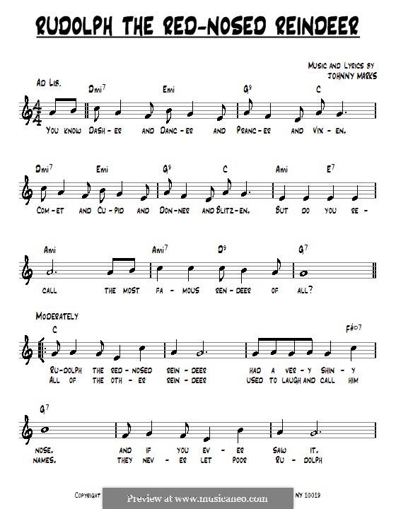 (later known as rankin/bass productions) and currently distributed by nbcuniversal syndication studios.it first aired sunday, december 6, 1964, on the nbc television network in the united states and was sponsored by general electric under the … Rudolph the Red-Nosed Reindeer by J. Marks - sheet music on MusicaNeo