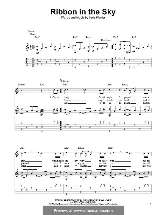 Ukulele chords (left handed) · show all chords diagrams · song . Ribbon In The Sky By S Wonder Sheet Music On Musicaneo