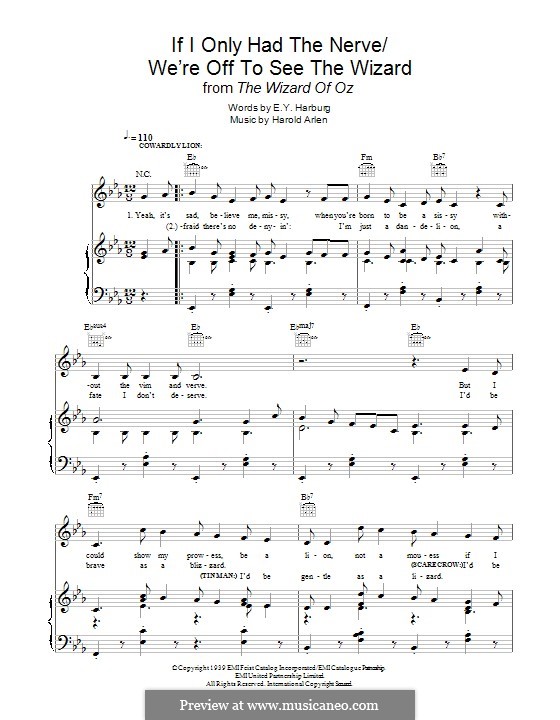 Learn everything about playing piano, from memorizing notes to navigating the keys, with these tutorials. If I Only Had The Nerve We Re Off To See The Wizard From The Wizard Of Oz By H Arlen On Musicaneo