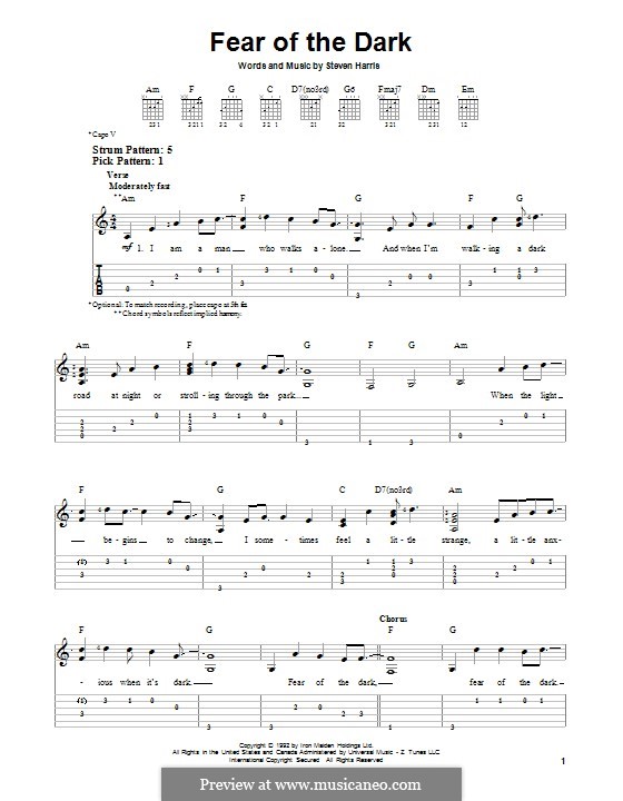 Un fragmento de fear of the dark en piano. Fear Of The Dark Iron Maiden By Steve Harris Sheet Music On Musicaneo