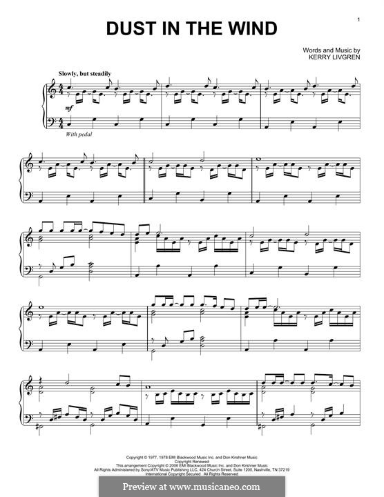 If i'd like to play a piano solo at the palace theatre on wednesday night. Dust In The Wind Kansas By K Livgren Sheet Music On Musicaneo
