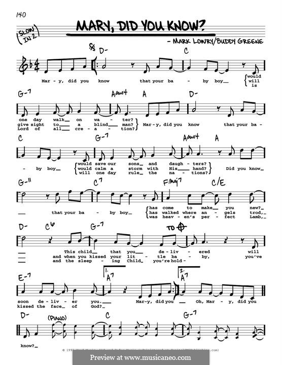 Cee lo green mary did you know. Mary Did You Know By B Green Sheet Music On Musicaneo