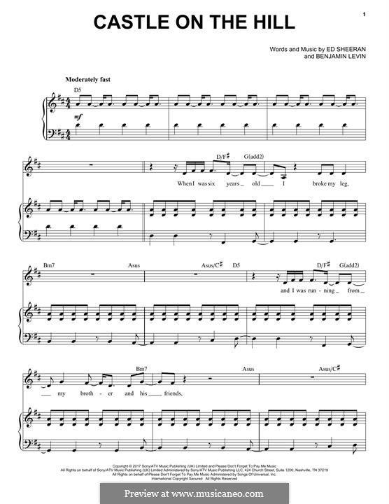 Castle on the hill chords · when i was six years old i broke my leg · i was running from my brother and his friends · and tasted the sweet perfume of the mountain . Castle On A Hill Chords Sheet And Chords Collection