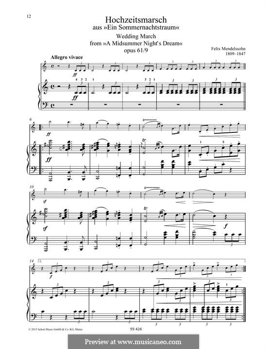 Print and download wedding march from a midsummer night's dream simplified sheet music by hdpiano arranged for piano. Wedding March Printable Scores Ein Sommernachtstraum A Midsummer Night S Dream Op 61 By F Mendelssohn Bartholdy On Musicaneo