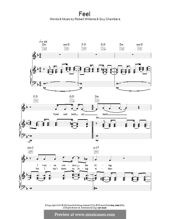 Come on hold my hand, i wanna contact the living not sure i understand this role i've been given. Feel By G Chambers R Williams Sheet Music On Musicaneo