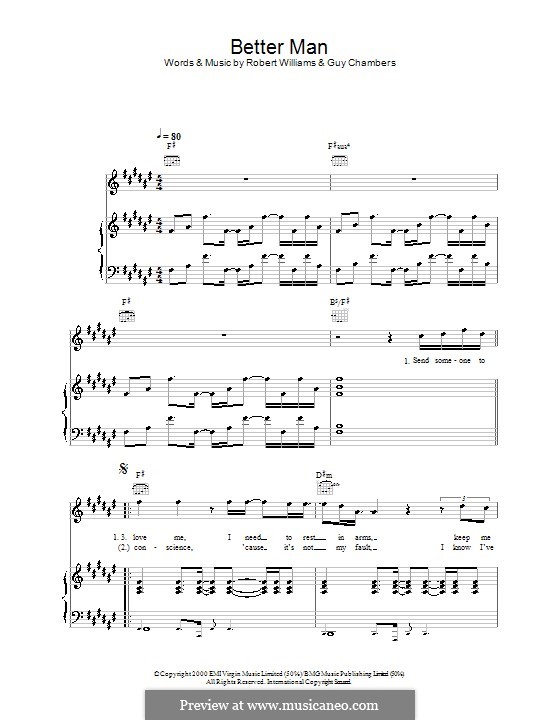 Lagu dari album studio ketiga milik robbie williams berjudul 'better man'. Better Man By G Chambers R Williams Sheet Music On Musicaneo
