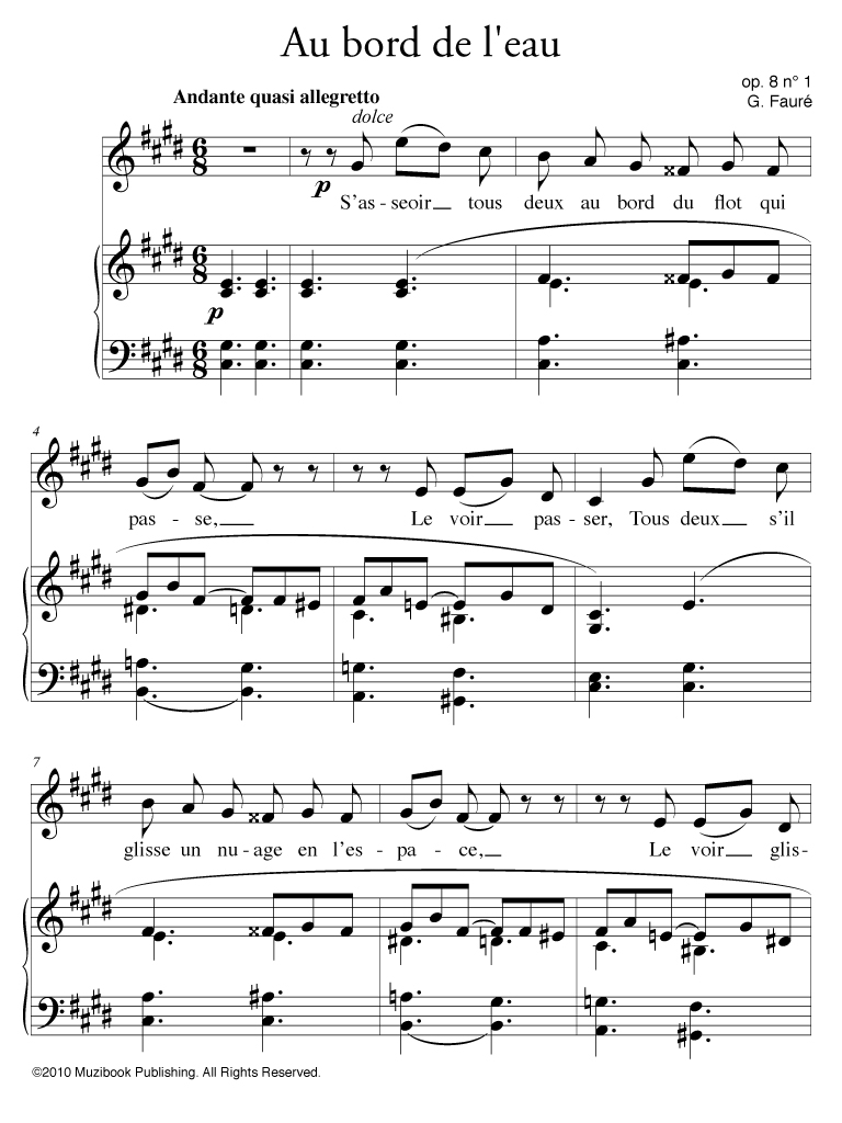 Stream faure, au bord de l'eau (ballad style), note by vocaz on desktop and mobile. Au bord de l'eau - Piano et Chant, Voix Haute - Gabriel FaurÃ© (EAN13