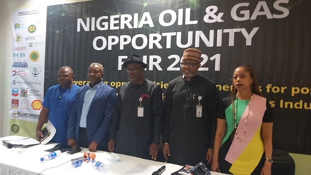 L-R: General Manager, Strategic and Transformation, NCDMB, Engr. Abayomi Banjoko, Dr. Gina O. Gina, General Manager Corporate Communications, ES CEO, NCDMB, Engr. Simbi Kesiye Wabote, Mr. Akintunde Adelana, Director of Monitoring and Evaluation and Mrs. Funmi Ogbue MD, Jake Riley