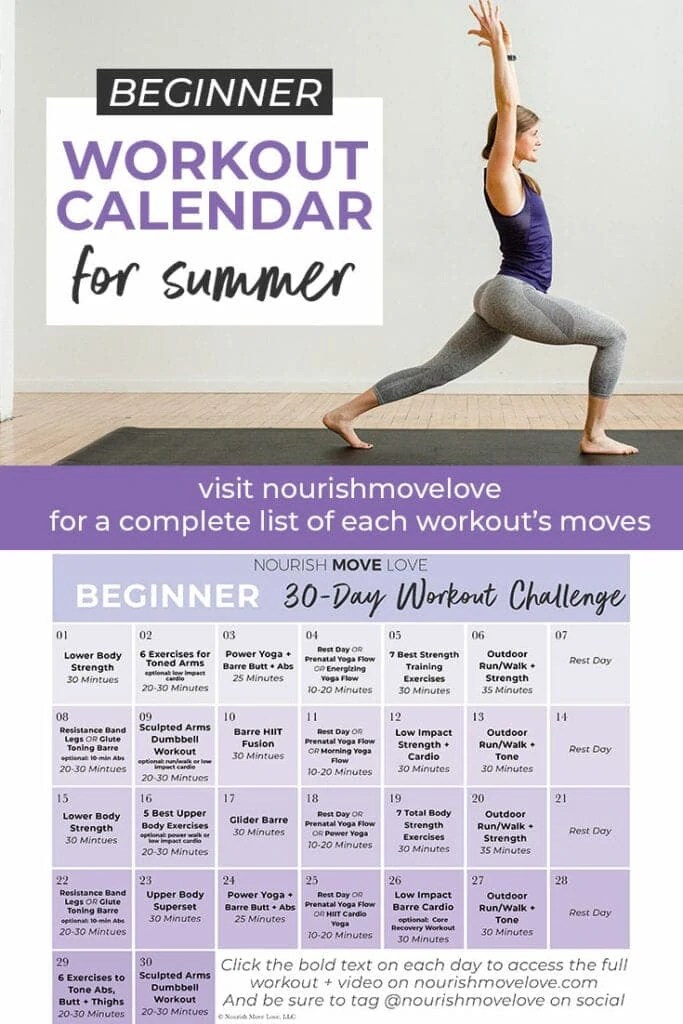 You&#x27;ll complete all movements in both strength workouts for women this way. Beginner Workout Plan 30 Day Workout Calendar Nourish Move Love