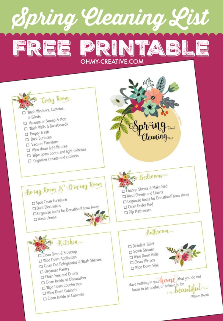 Spring Cleaning Checklist Free Printable Oh My Creative