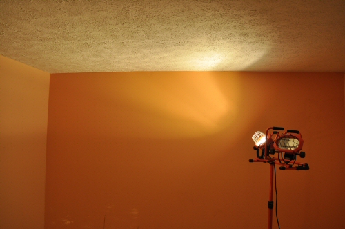 After a few more minutes, get up on a stepladder and scrape the popcorn off with a ceiling texture scraper. How to Remove a Stipple Ceiling by Sanding - One Project