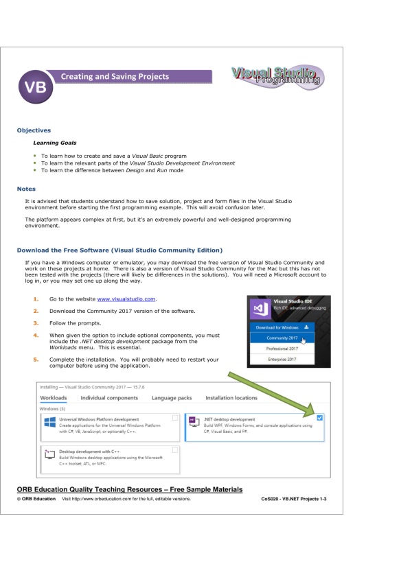 VB.NET Projects 1-3 (Visual Studio) – ORB Education Australia