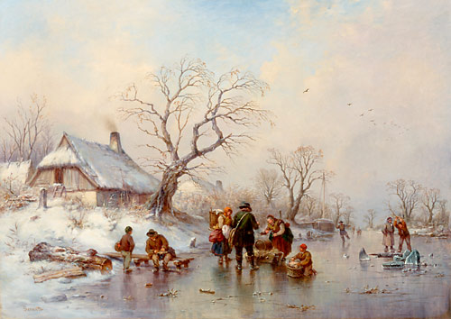Winterlandschaft Gemalde Von Adolf Sukkert Als Kunstkopie