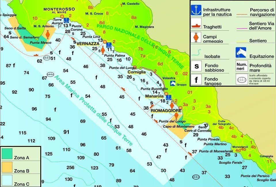 Area Marina Protetta Delle Cinque Terre Mappa Di Dettaglio