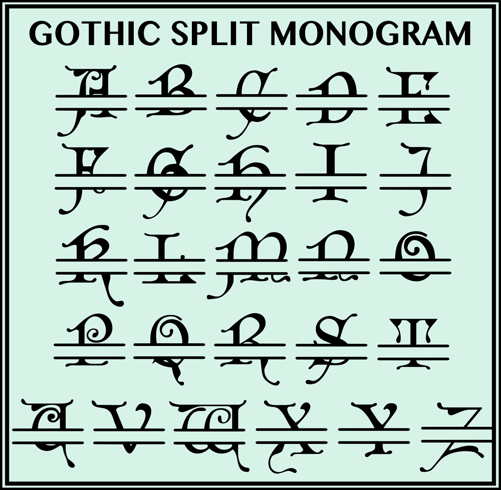 How to design split monograms in cricut design space. Gothic Split Monogram Font With Instant Svg Download Pazzles Craft Room
