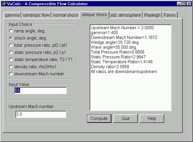 The flow accelerates out of the chamber through the converging section, reaching its maximum (subsonic) speed at the throat. Compressible Flow Calculator