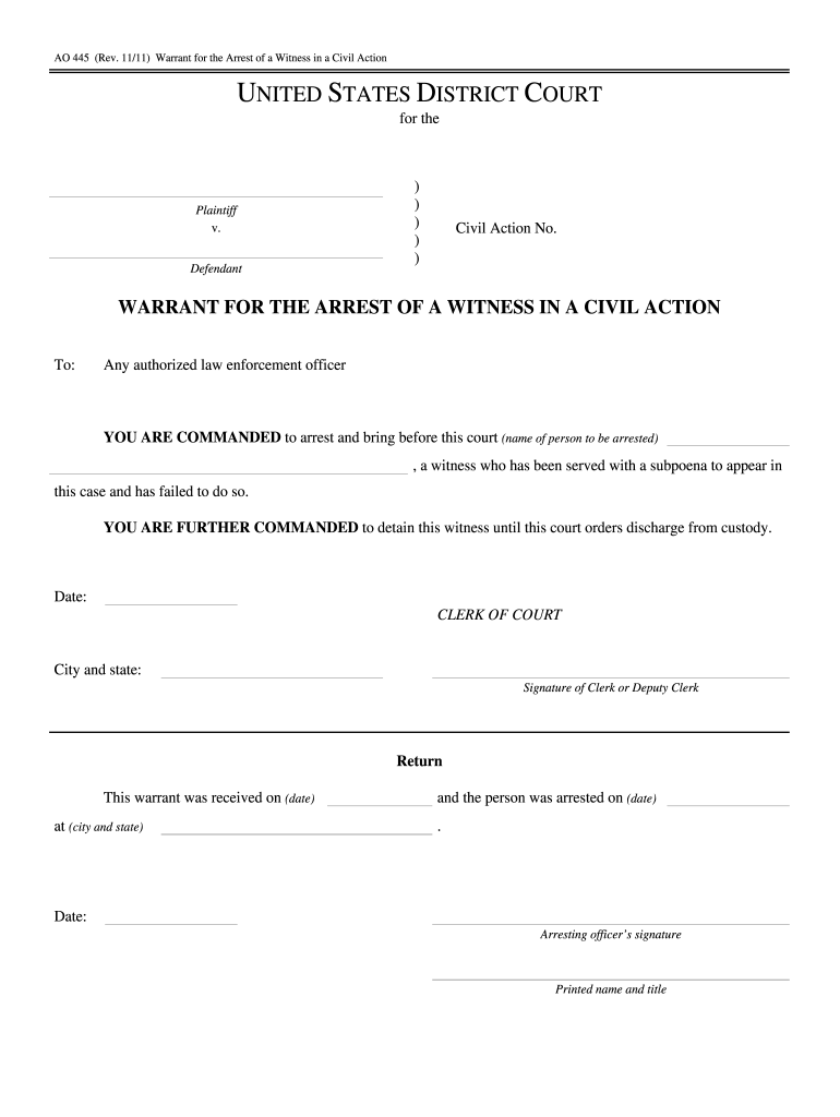 The form of the arrest warrant, as set out in rule 4(c)(1), makes no distinction between warrants issued for persons not yet arrested and those warrants issued for persons already arrested without a warrant. Warrant Template - Fill Online, Printable, Fillable, Blank