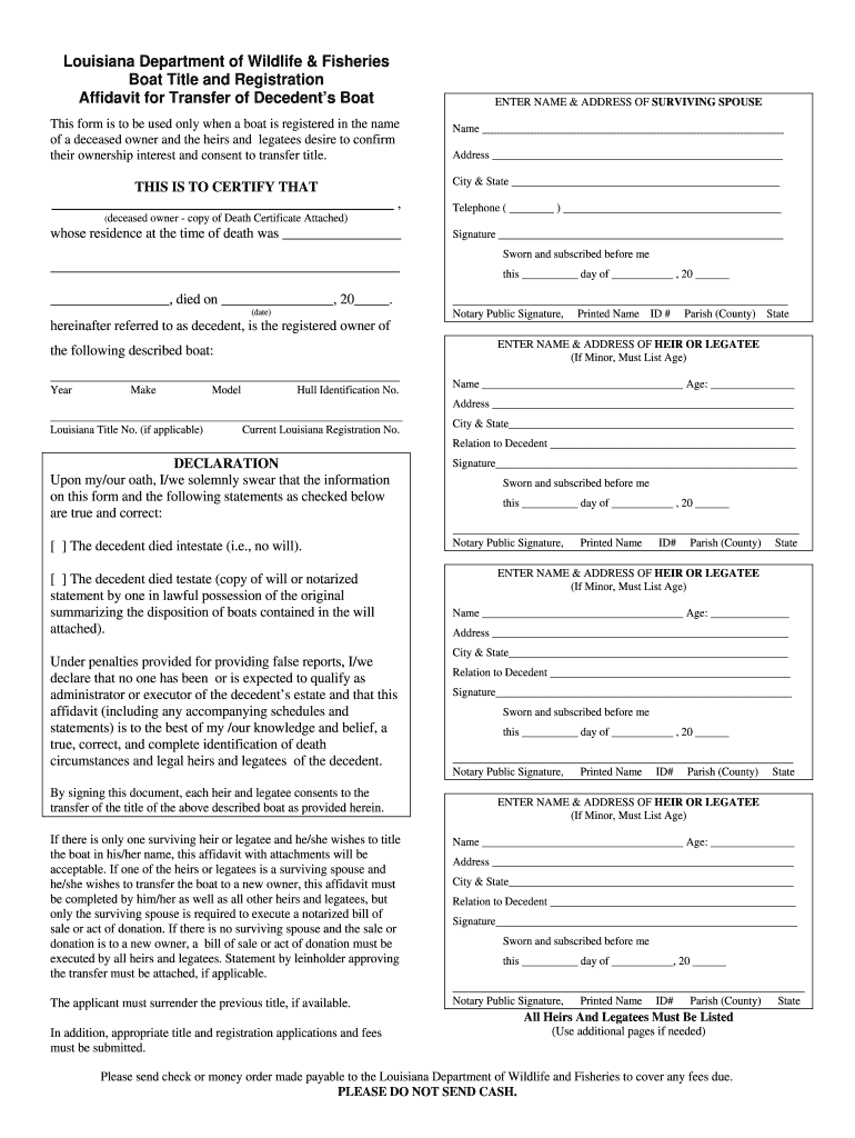 We’ve rounded up some additional advice as you research your upcoming boat purchase. Louisiana Boat Registration Affidavit Fill Online Printable Fillable Blank Pdffiller