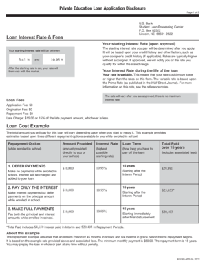 O the current documented payment under the approved repayment plan with the creditor, when the payment amount is above zero; Fillable Online No Fee Education Loan Application - US Bank Fax Email Print - PDFfiller