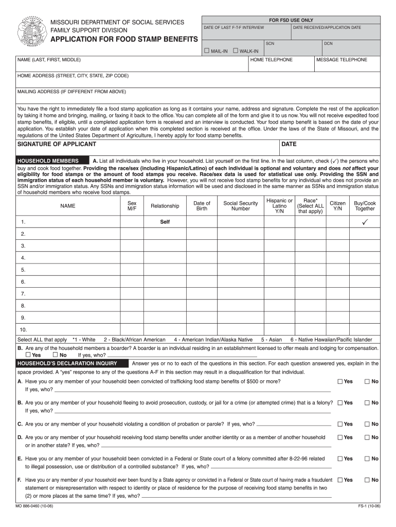 • benefits are provided from the . 2006 Form MO 886-0460 Fill Online, Printable, Fillable, Blank - pdfFiller