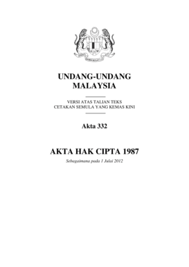 akta lembaga pelesenan 1987 akta 334 published: Fillable Online Undang Undang Malaysia Akta Hak Cipta 1987 Kpdnkk Fax Email Print Pdffiller
