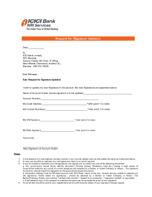 To most people, the process of opening a bank account can be intimidating and tiresome. Fillable Online Request For Change Of Signature Icici Bank Fax Email Print Pdffiller