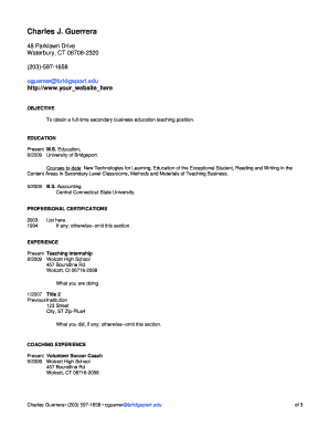 After successful completion of the program and the ct cat exam, candidates are eligible for the 092 connecticut intermediate administrator certification. Charles Guerrera University Of Bridgeport - Fill Online