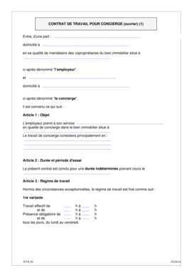 Les documents du pays d'origine équivalents aux documents sociaux belges en matière de rémunération l'employeur qui détache des travailleurs en belgique est dispensé d'établir et de tenir le compte individuel et le décompte de paie pendant 12 mois pour autant qu'ils fournissent à l'inspection du travail belge, à sa demande, les documents étrangers équivalents du pays d'origine. Fillable Online Acerta Contrat De Travail Pour Concierge Ouvrier 1 Acerta Acerta Fax Email Print Pdffiller