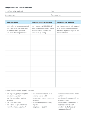Job interviews are usually stressful. Job Task Analysis Template Fill Online Printable Fillable Blank Pdffiller