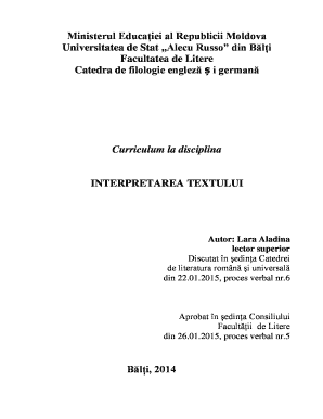 Fillable Online Tinread Usarb Ministerul Educaiei Al Republicii Moldova Universitatea Tinread Usarb Fax Email Print Pdffiller