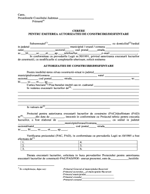 [conducătorul autorităţii administraţiei publice emitente h. Cerere Autorizatie De Construire Pmb Fill Online Printable Fillable Blank Pdffiller