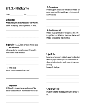 Read verses by topic, study scripture with commentary, and apply the word of god . S P E C K Bible Study Tool Fill Online Printable Fillable Blank Pdffiller