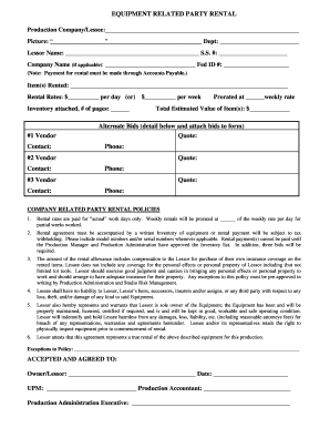 party rental agreement fill online printable fillable blank