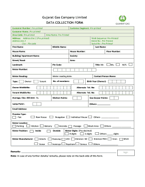 Fillable Online Gujarat Gas Company Limited Data Collection Form Fax Email Print Pdffiller