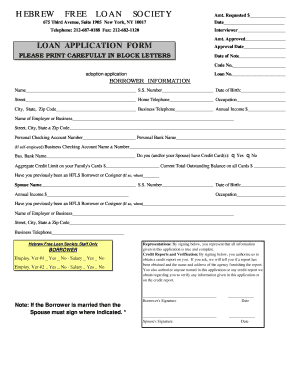 Hebrew free loan societies and aktsiye s, credit cooperatives, helped fuel jewish immigrant economic success during the first third of the 20th century. Hebrew Loan Society Application Form Fill Online Printable Fillable Blank Pdffiller