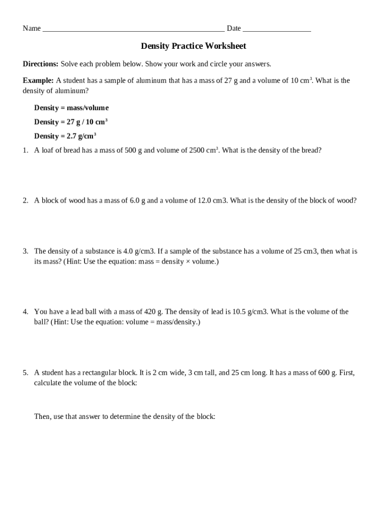 Density Worksheet 1 Answers - Worksheet Density Drilland Practice1 Pdf Density Volume :