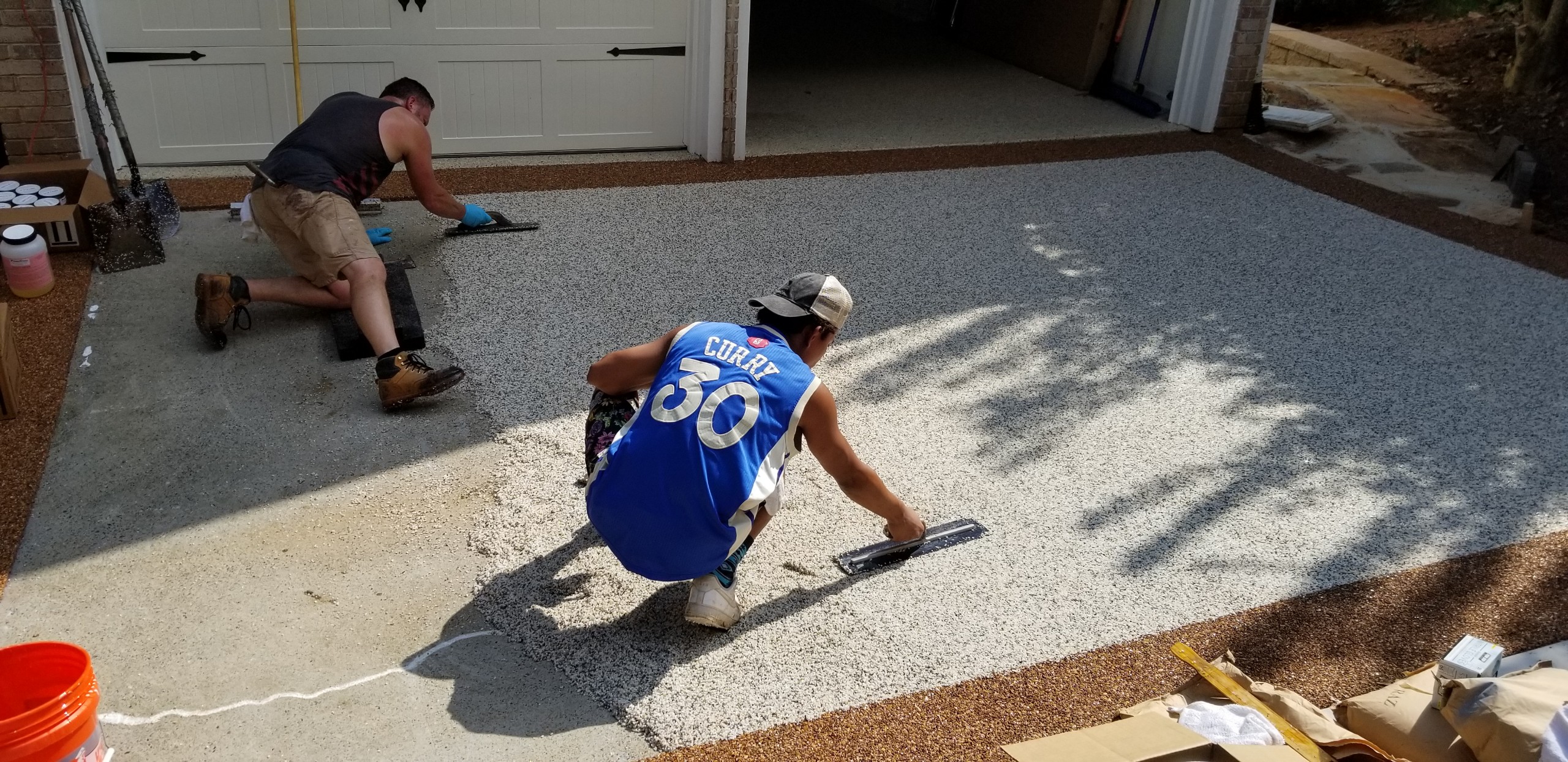 Stone Epoxy Flooring Install on Driveway and Sidewalk in Woodstock, GA