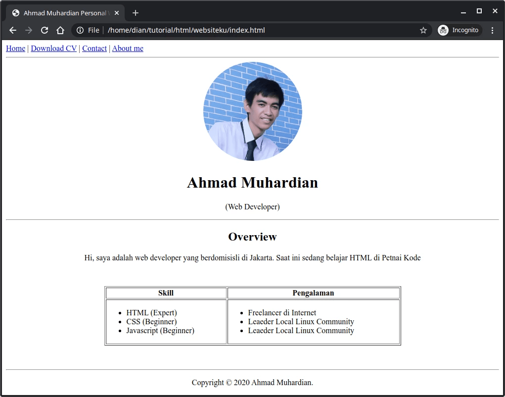 Belajar HTML #15: Membuat Project Web Pribadi dengan HTML