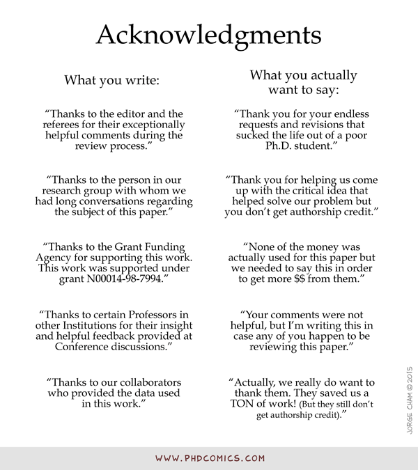 This project is dedicated to all the members of group 5 class 21/2012 for. PHD Comics: Acknowledgments