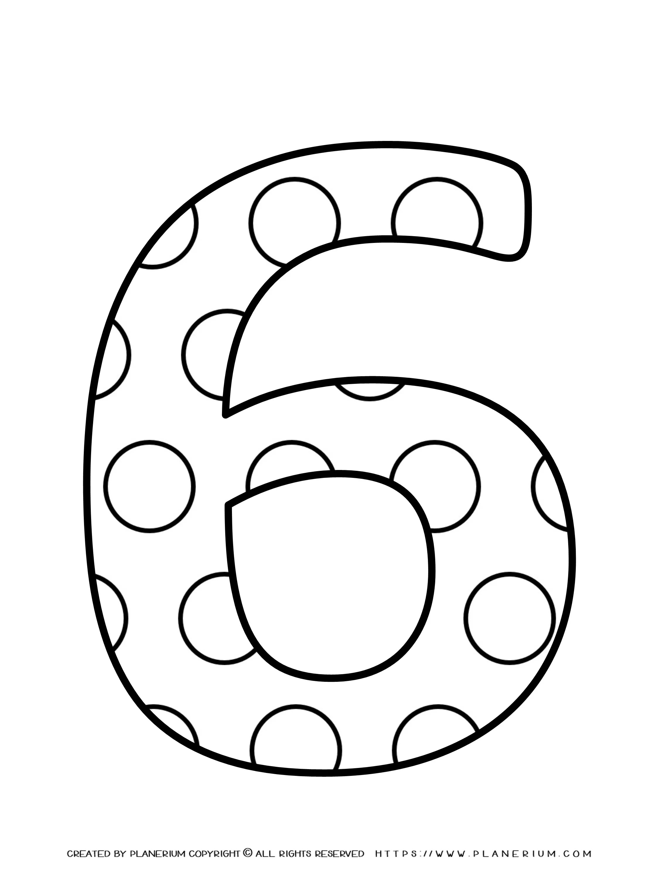 Download and print free number 6 coloring pages to keep little hands occupied at home; All Seasons Coloring Page Number Pattern Six Planerium