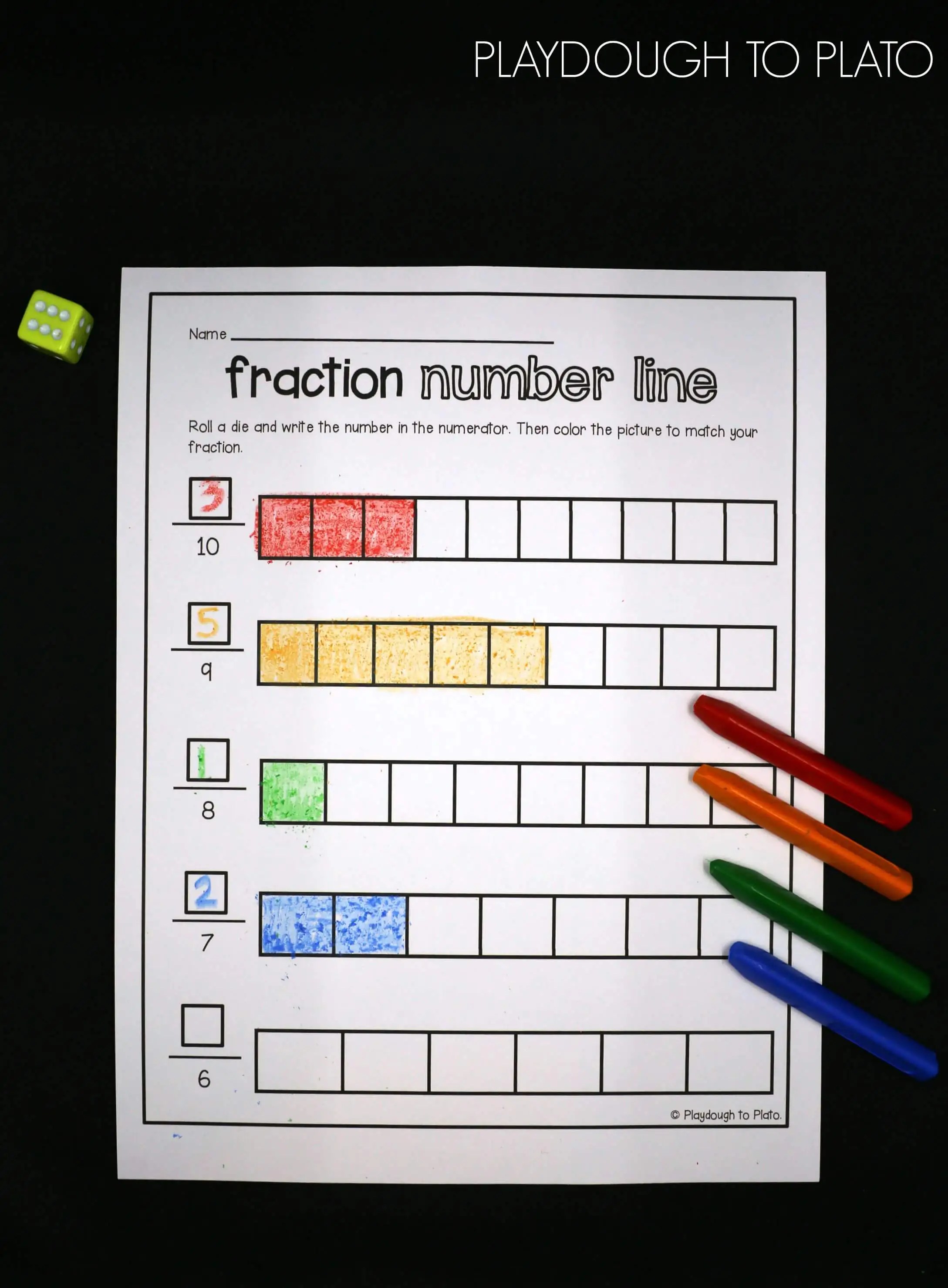 fraction activity pack playdough to plato