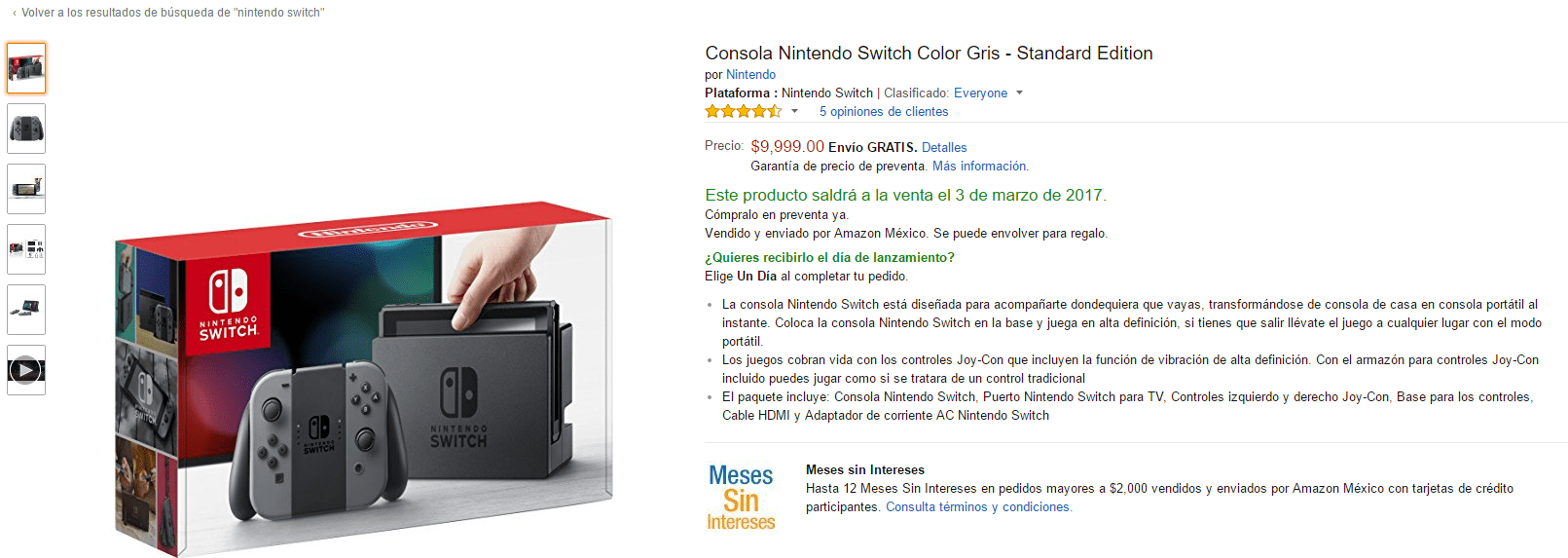 Amazon México pone precio a la Nintendo Switch Player Reset