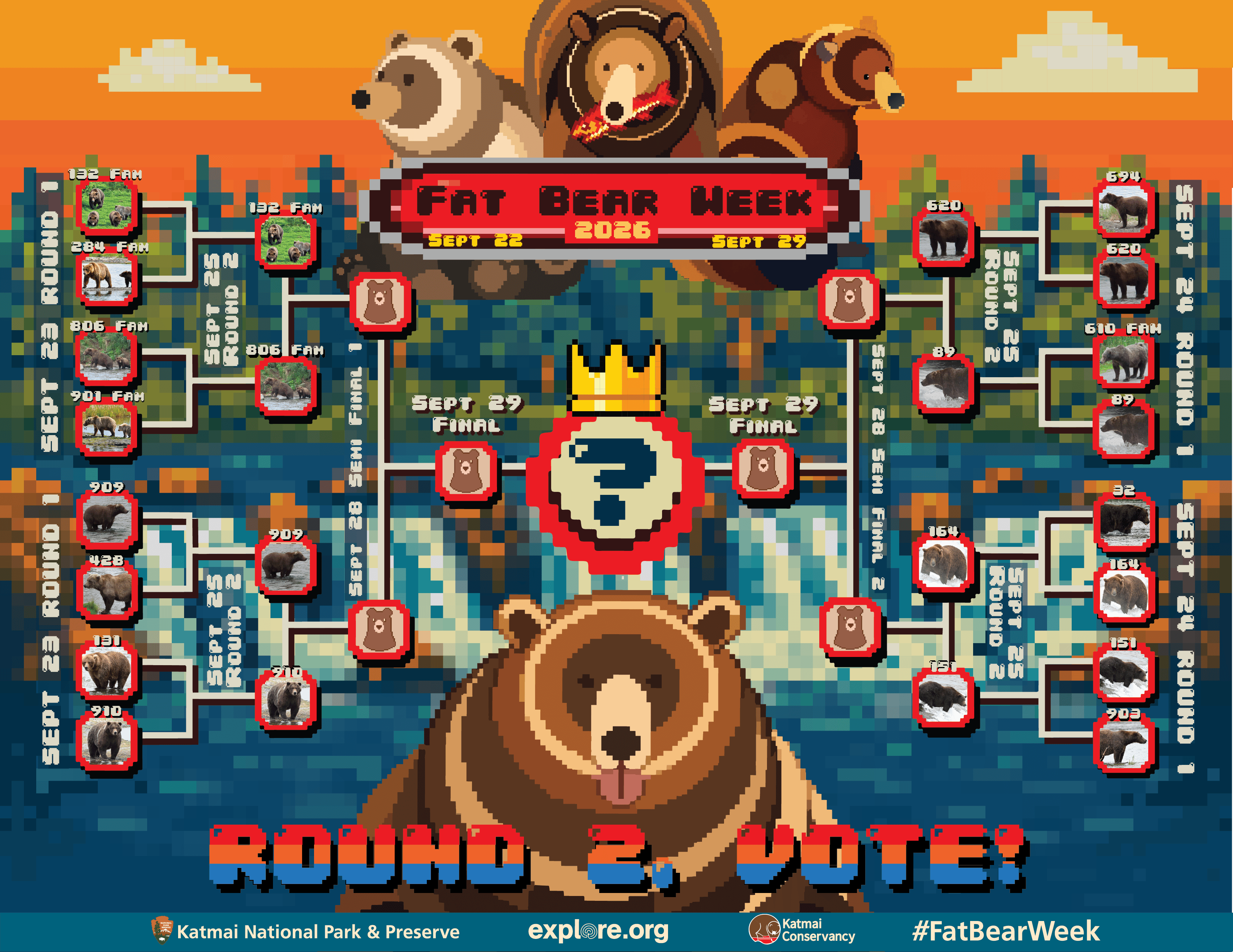 Fat Bear Week, Round 2: Big boys Walker vs. Bucky Dent, and a sister battle