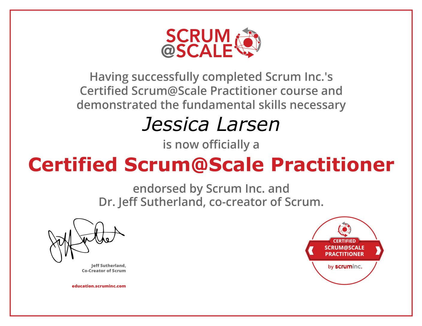 Certified Scrum@Scale Practitioner