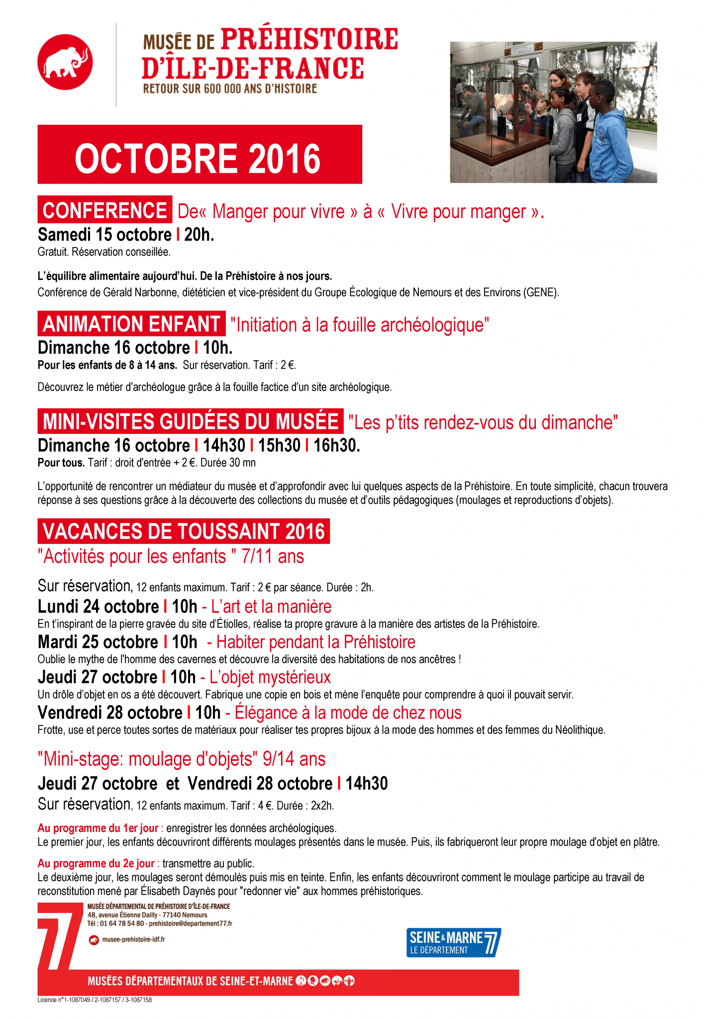 Octobre 2016 Au Musee De Prehistoire D Ile De France Octobre 2016 Societe Prehistorique Francaise