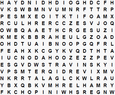 music composers large print word search puzzle