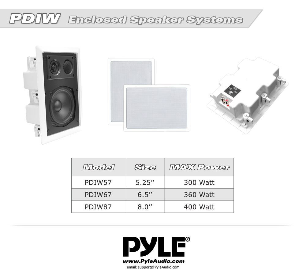 Don't want to make holes in your wall? NEW Pyle PDIW87 PAIR of 8" In-Wall / In-Ceiling ENCLOSED