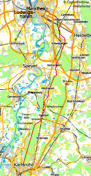 Mannheim Frankfurt Entfernung . Radweit Mannheim Karlsruhe Per Fahrrad Ubersicht Der Route