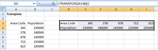 Array function Excel