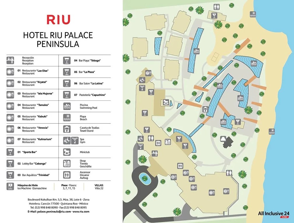 Hi i'm about to book my wedding and wonder if anyone has recently got married at rui ocho rios? Resort Map | Riu Palace Peninsula | Cancun, Mexico
